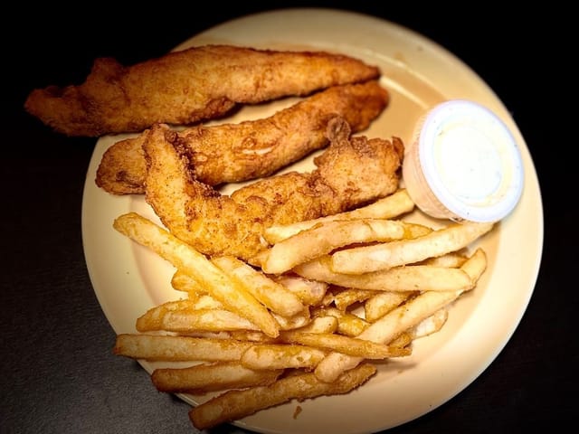 Chicken tenders and fries at Cluck-A-Doodle-Doo